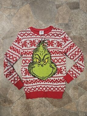 Dr. Seuss Red & White Grinch Fair Isle Sweater